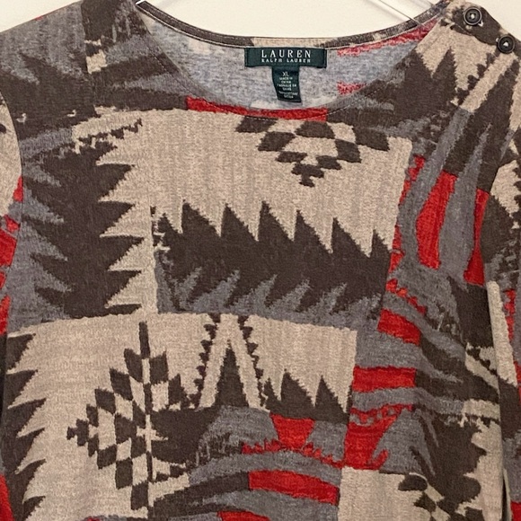 Lauren Ralph Lauren Navajo Print Pullover Cotton Top Southwest Bohemian Size XL - Picture 4 of 11
